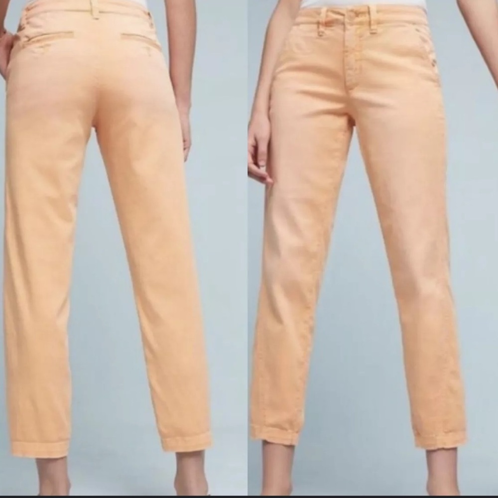 Anthropologie Chino Classic Relaxed Trouser Pant Melon Sorbet Peach Size 29